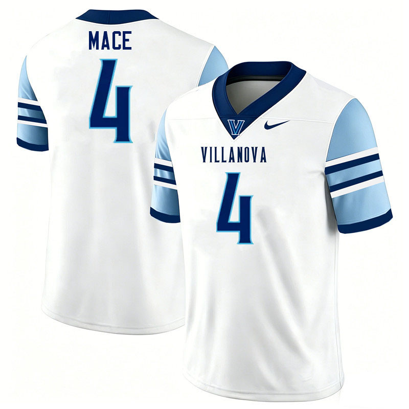 Villanova Wildcats #4 Ja'briel Mace College Football Jerseys,Uniforms-White